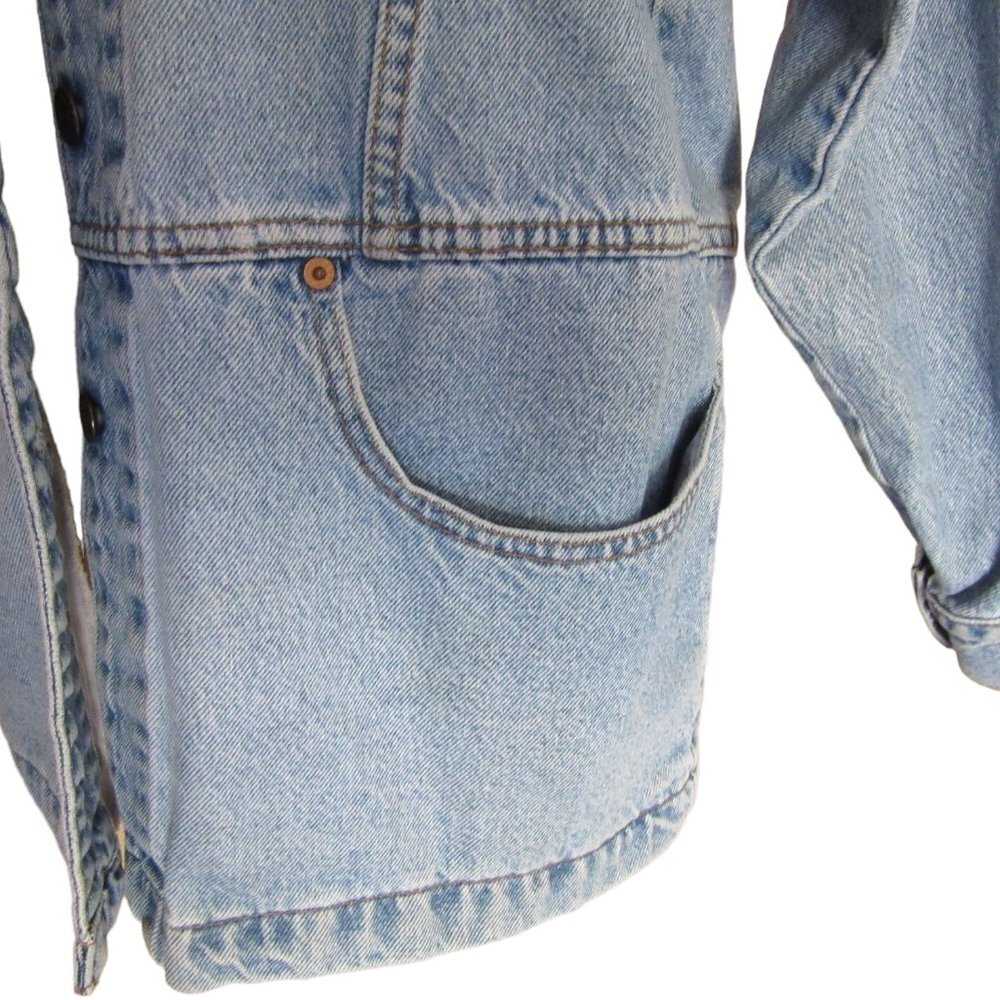 Vintage 90s Woman's Levis Longer Denim Jean Jacket Made in USA, SZ Medium - Picture 5 of 10
